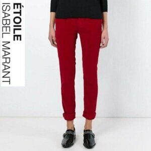 NEW NWT! ISABEL MARANT ETOILE STRETCH CORDUROY 5-POCKET SKINNY JEANS RED sz 34
